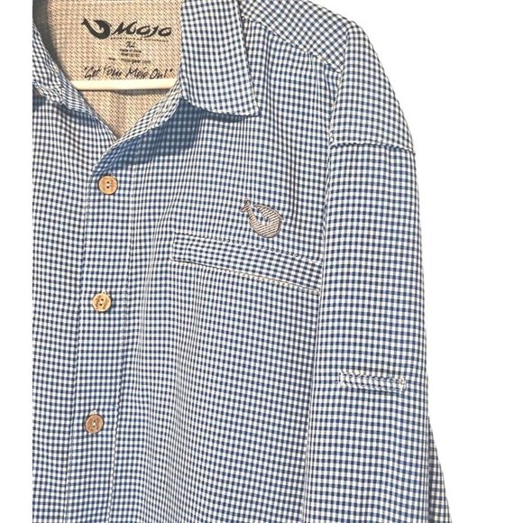 Mojo Shirt Mens XL Blue White Checked Button Up Fishing Outdoor Long Sleeve - Picture 2 of 14
